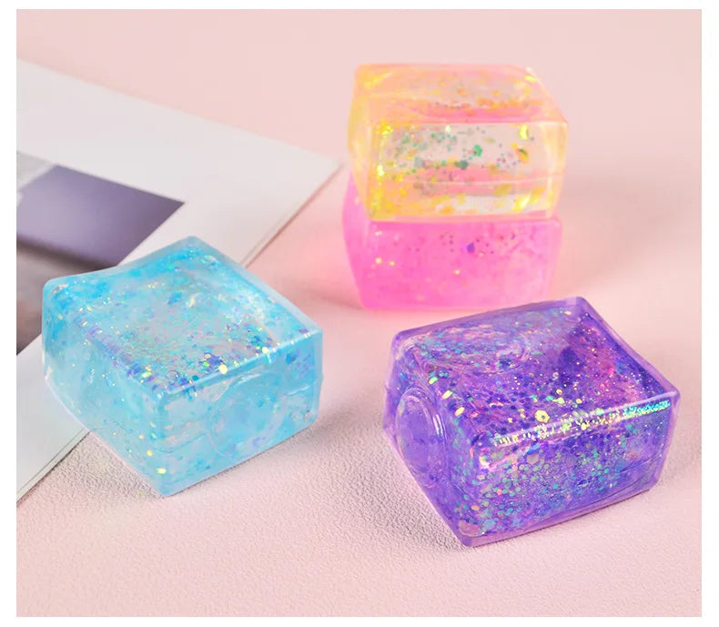 Glitter Jelly Stress Relief Cube – Sensory Fidget Toy