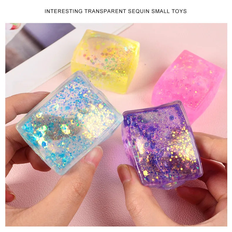 Glitter Jelly Stress Relief Cube – Sensory Fidget Toy