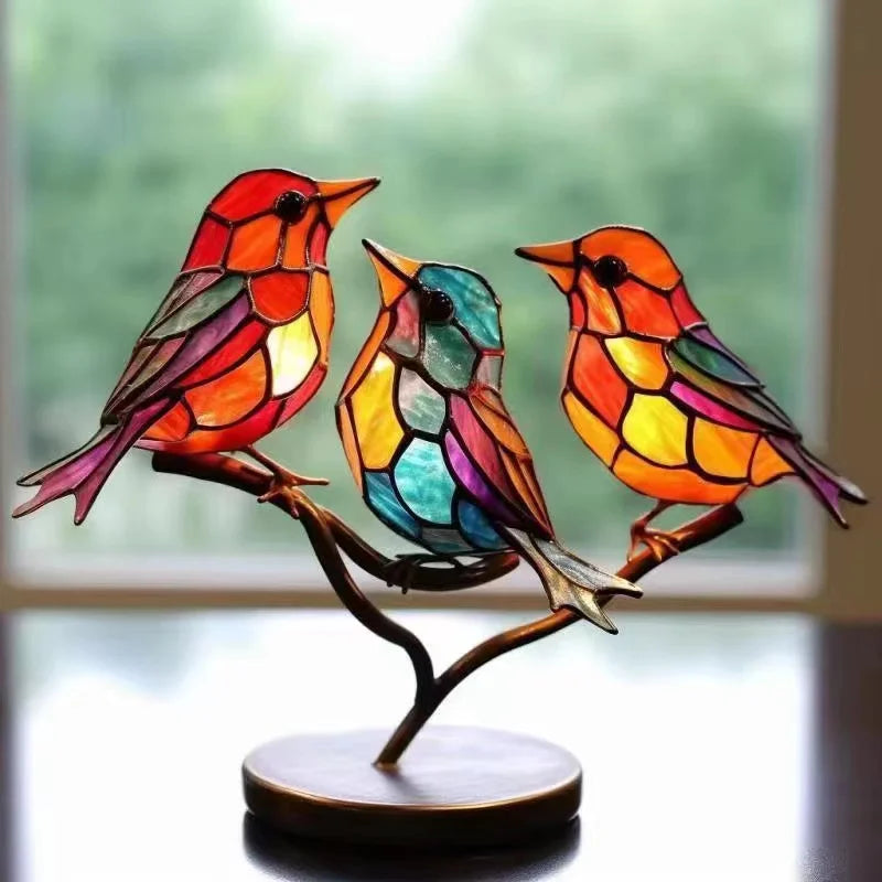 Stained Glass Bird Ornament – Handcrafted Home Décor