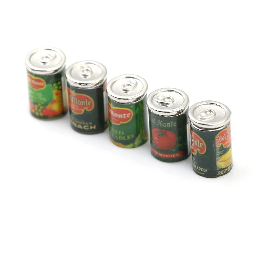 Metal Canned Fruit – Realistic Mini Food Model 5Pcs