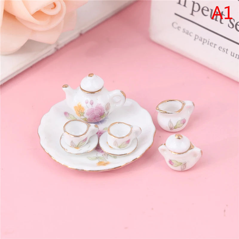 Pink Flower Patten Porcelain Coffee Tea Cups Ceram - 8Pcs