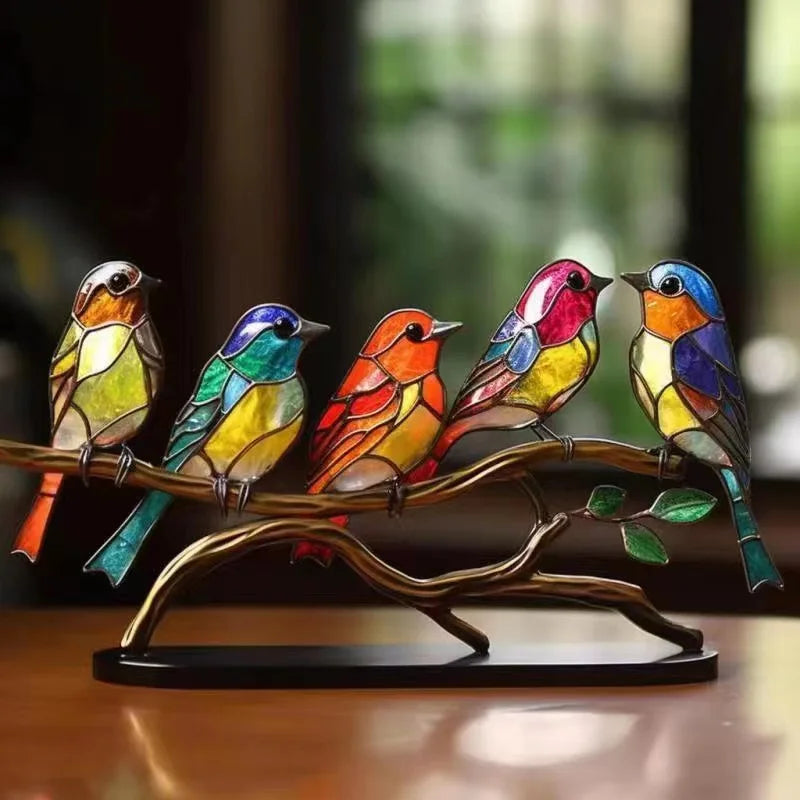 Stained Glass Bird Ornament – Handcrafted Home Décor