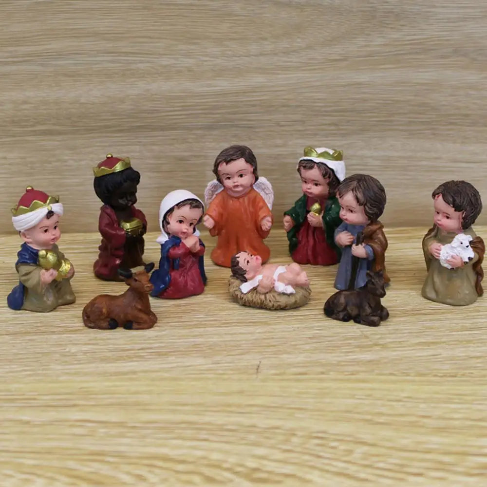 Christmas Nativity Scene Figurine Set - 10 Pcs