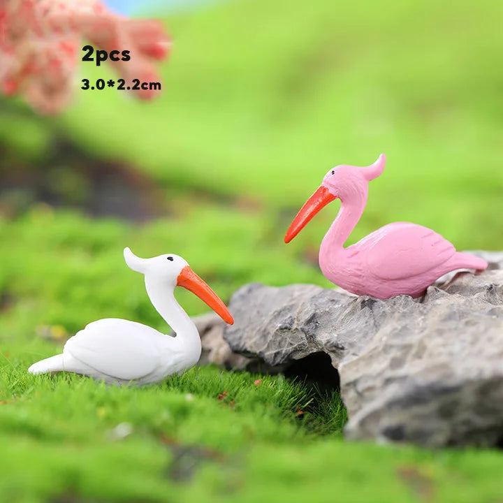 Tiny Flamingo Animal Figurine - Fairy Garden