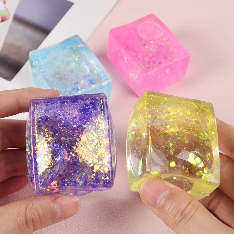 Glitter Jelly Stress Relief Cube – Sensory Fidget Toy