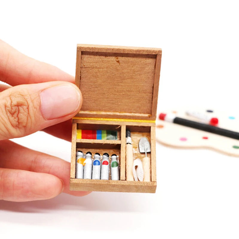 Artist Paint Pen Wood Box Model