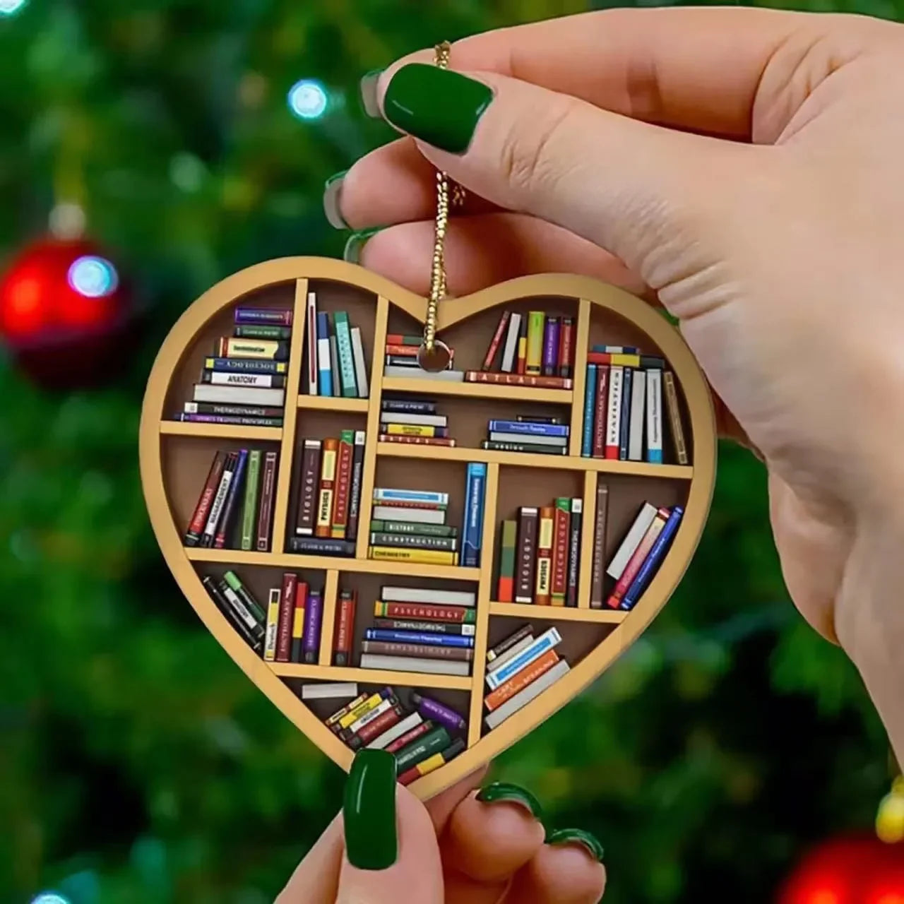 Book Lovers Heart Shaped Miniature Ornament