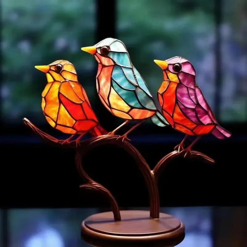 Stained Glass Bird Ornament – Handcrafted Home Décor