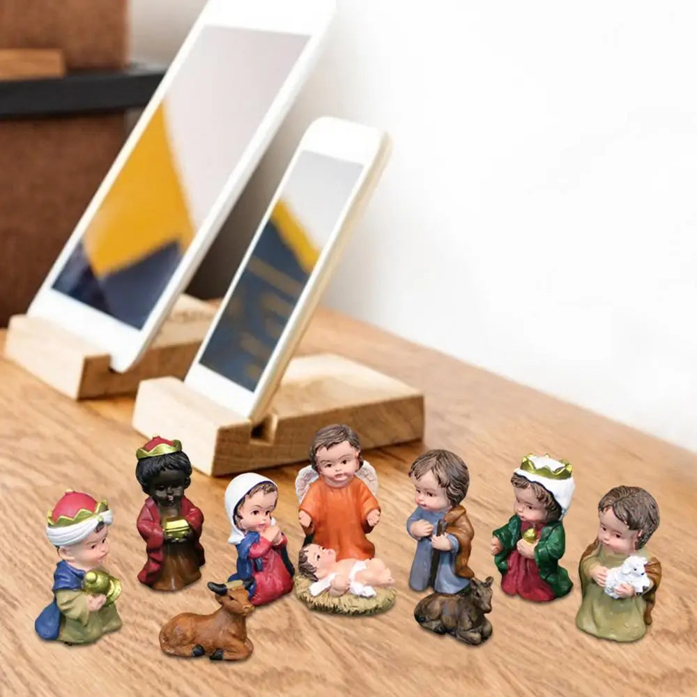 Christmas Nativity Scene Figurine Set - 10 Pcs