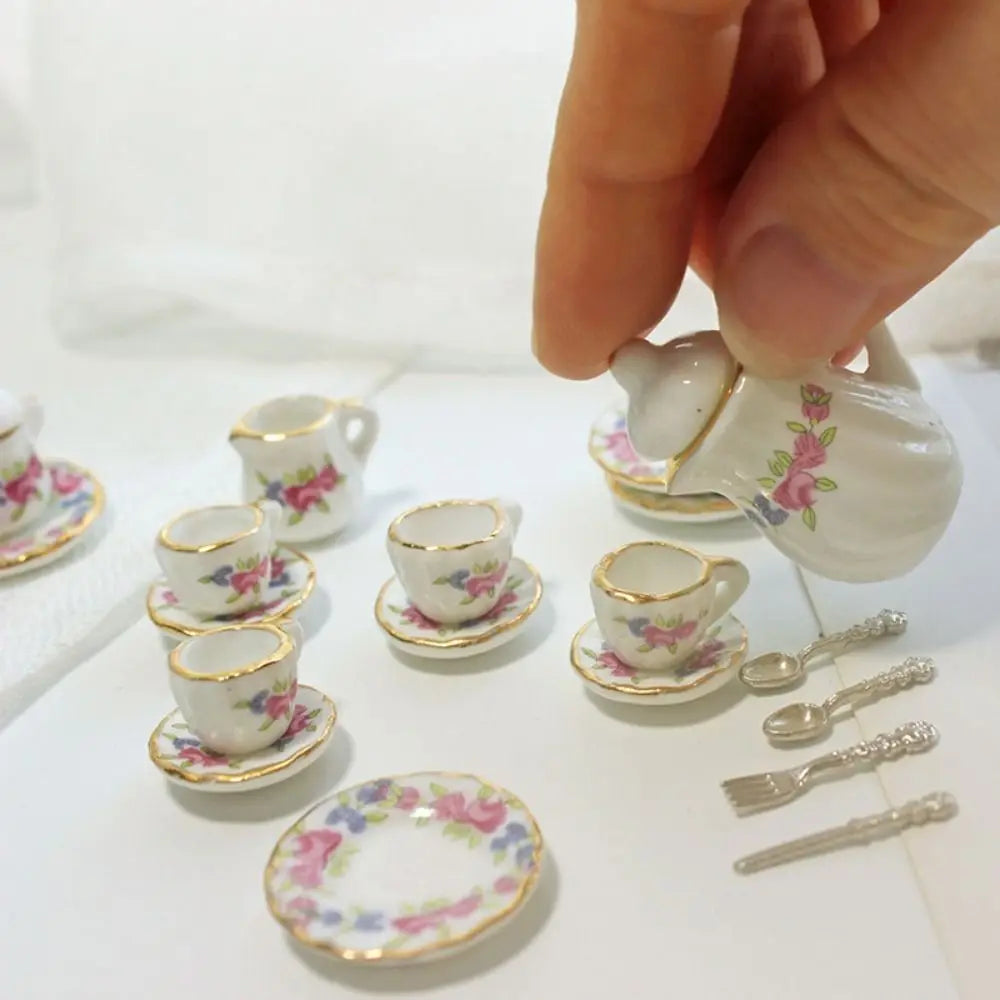 Flower Kettle Miniature Porcelain Tea Cup Set