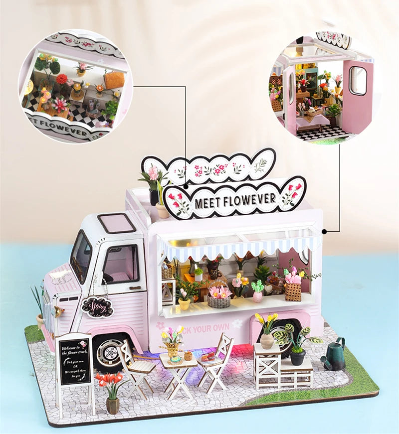 Flower Cart Casa Doll Houses 3D Puzzle Model Kit