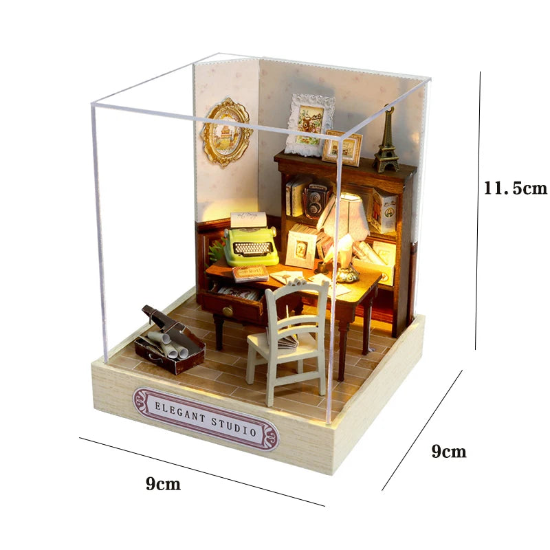 DIY Miniature Dollhouse Kit – Wooden Handmade Mini House with LED Lights 🏡✨