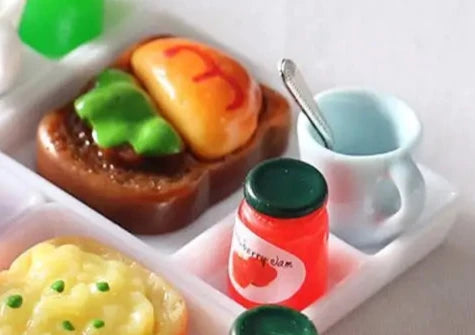 Realistic Miniature Breakfast Food Set