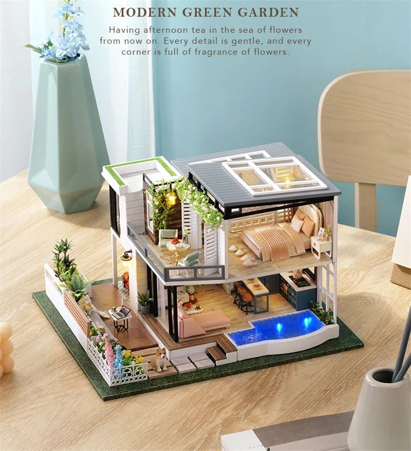 Luxury Two-Story Miniature House with Realistic Details