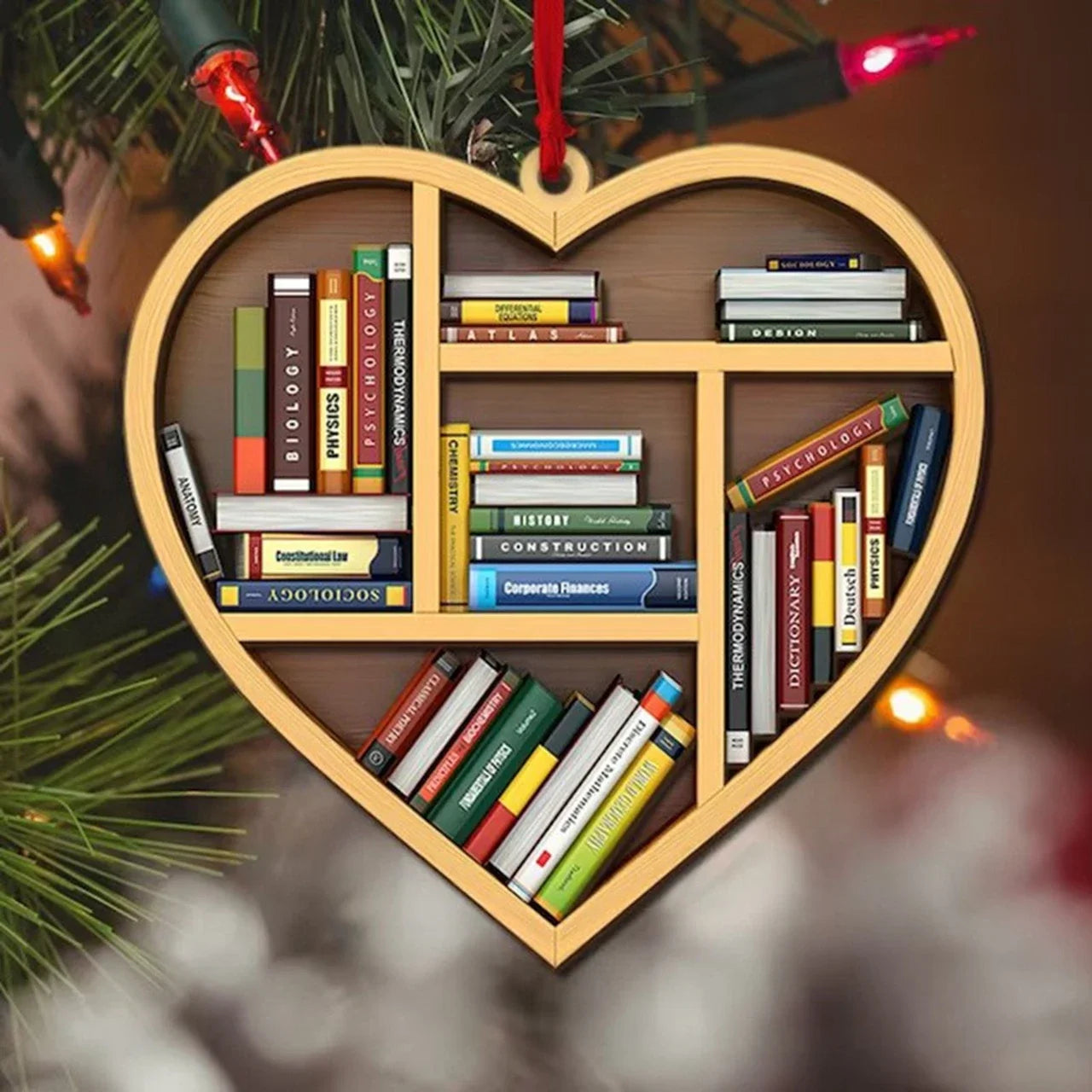 Book Lovers Heart Shaped Miniature Ornament