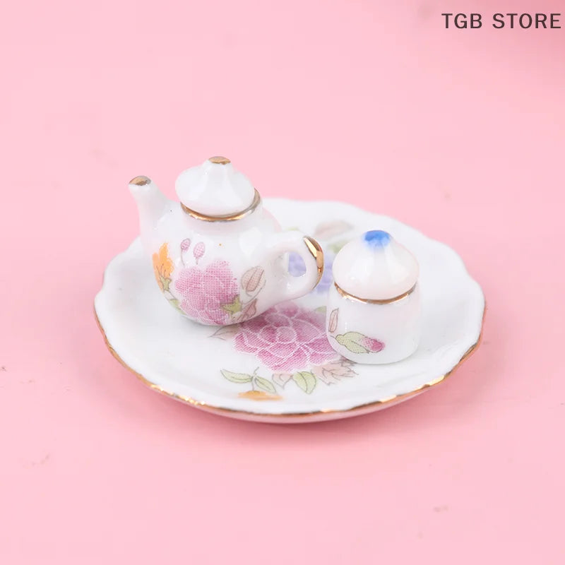 Pink Flower Patten Porcelain Coffee Tea Cups Ceram - 8Pcs