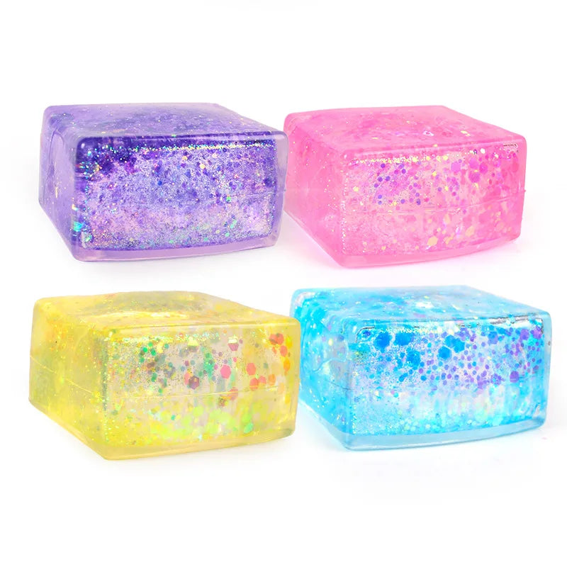 Glitter Jelly Stress Relief Cube – Sensory Fidget Toy