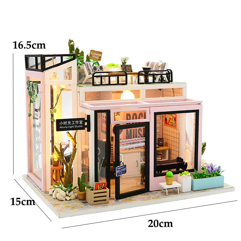 DIY Miniature Dollhouse Kit – Wooden Handmade Mini House with LED Lights 🏡✨