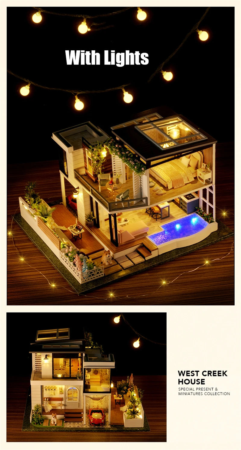 Luxury Two-Story Miniature House with Realistic Details