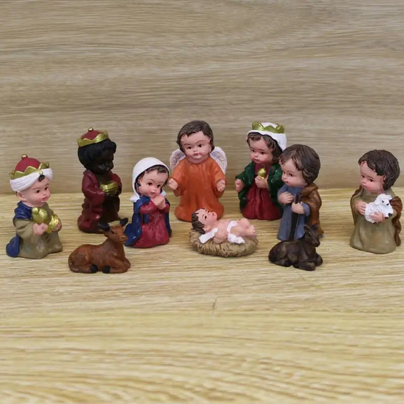 Christmas Nativity Scene Figurine Set - 10 Pcs