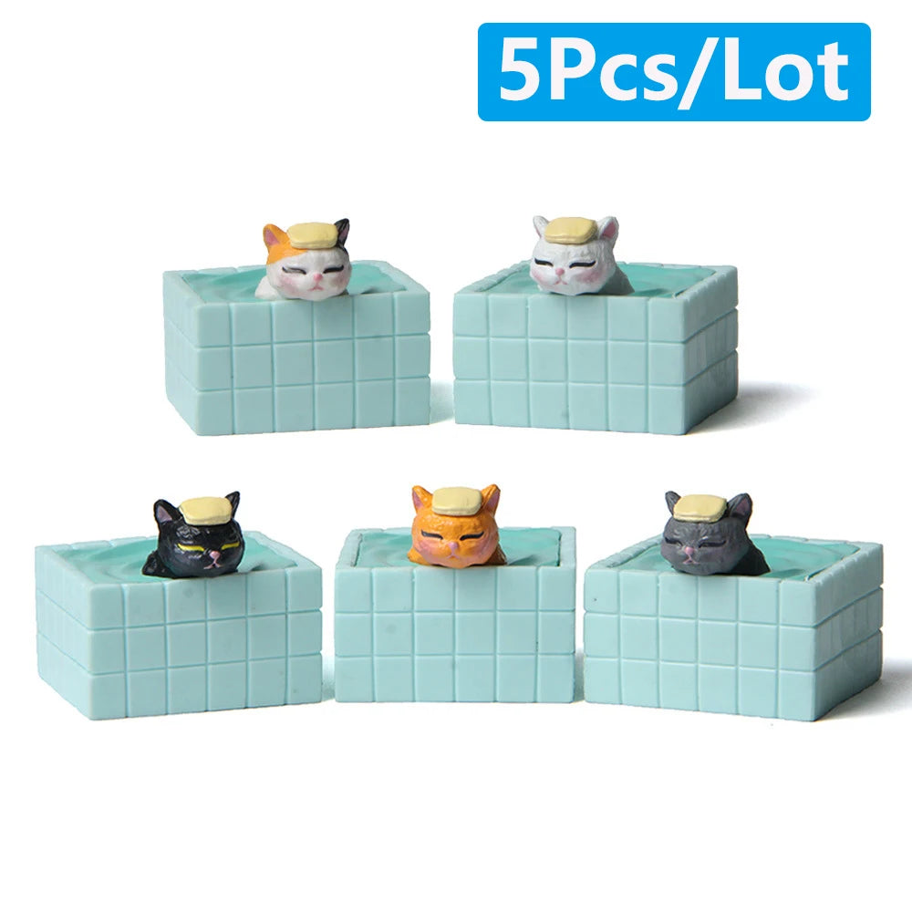 Cat Figurines – Japanese Onsen Hot Spring Set