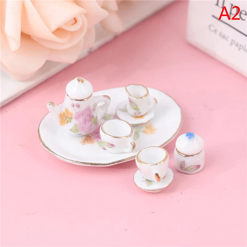 Pink Flower Patten Porcelain Coffee Tea Cups Ceram - 8Pcs