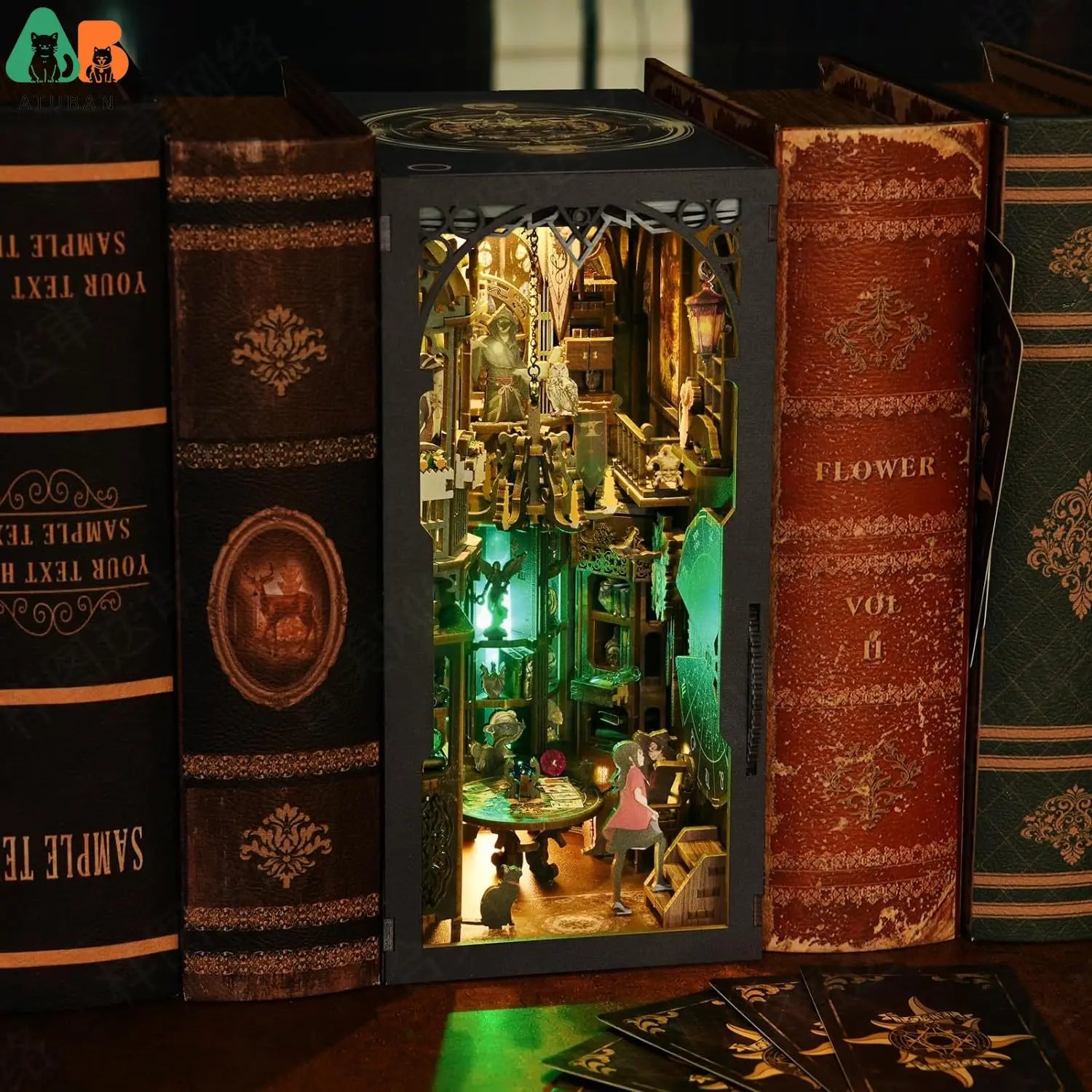 Compass of Fate: Enchanted Tarot Card Book Nook with Mystical Glow Book Nook