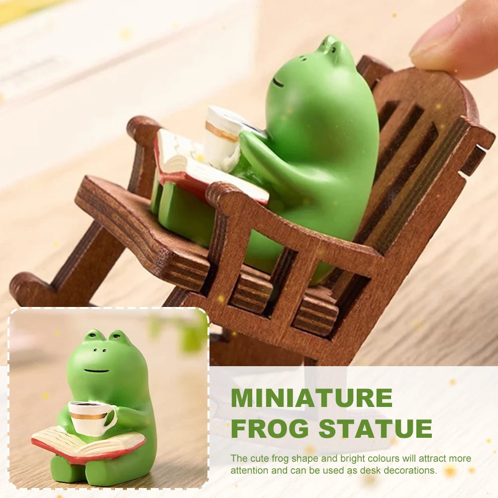 Resin Frog Figurines for Shelf & Desk Decor