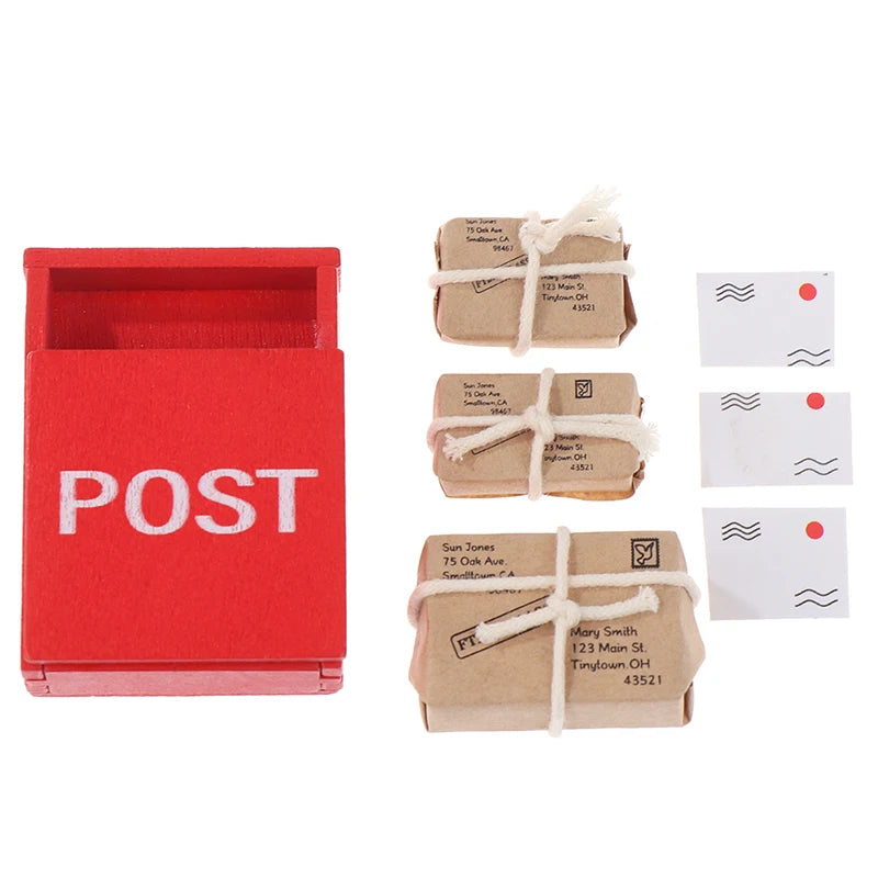 Miniature Mailbox with Mail Sack & Postcard