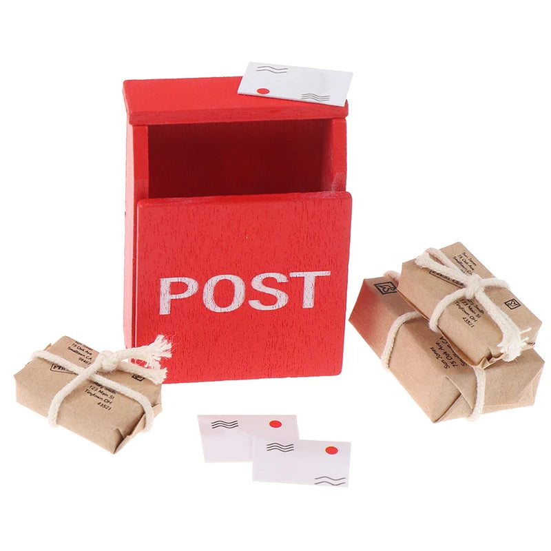 Miniature Mailbox with Mail Sack & Postcard