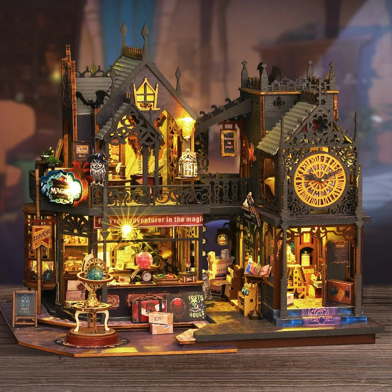 DIY Wooden Holo Magic City House with Clock Tower