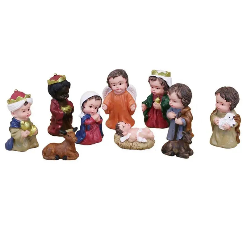 Christmas Nativity Scene Figurine Set - 10 Pcs