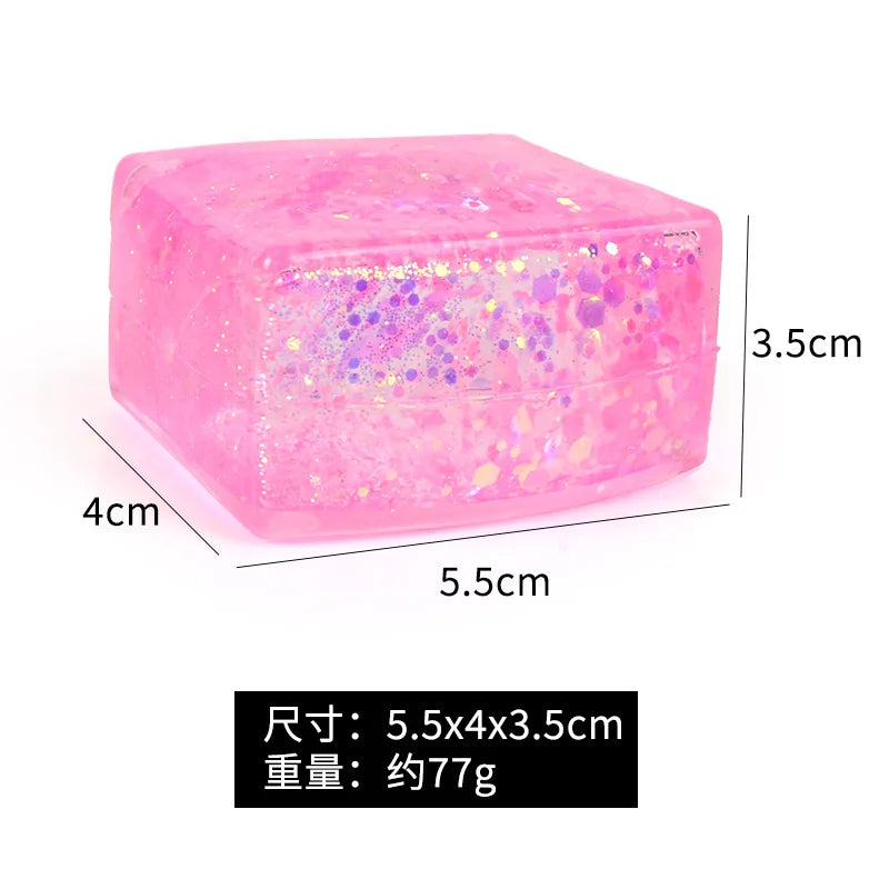 Glitter Jelly Stress Relief Cube – Sensory Fidget Toy