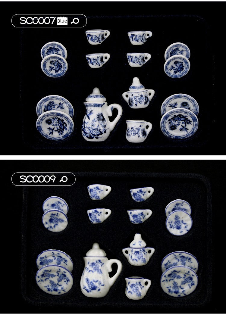 1:12 Scale Miniature Ceramic Tea Set – Dollhouse Accessory