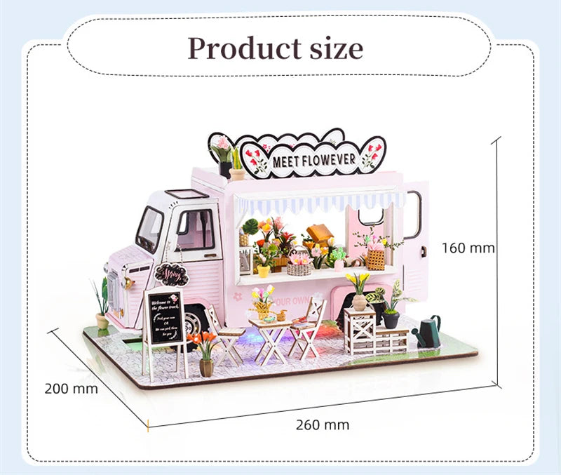 Flower Cart Casa Doll Houses 3D Puzzle Model Kit