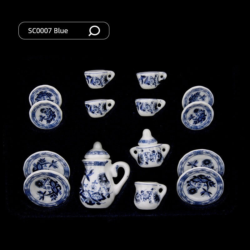 1:12 Scale Miniature Ceramic Tea Set – Dollhouse Accessory