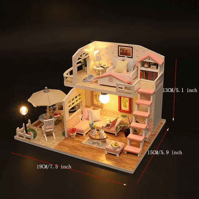 Pink Loft Wooden Doll House Diy