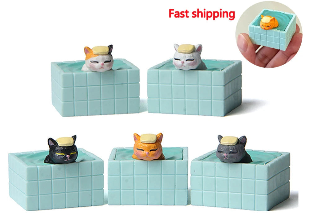 Cat Figurines – Japanese Onsen Hot Spring Set