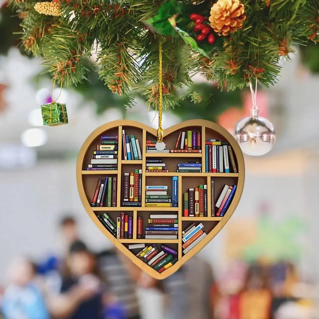 Book Lovers Heart Shaped Miniature Ornament