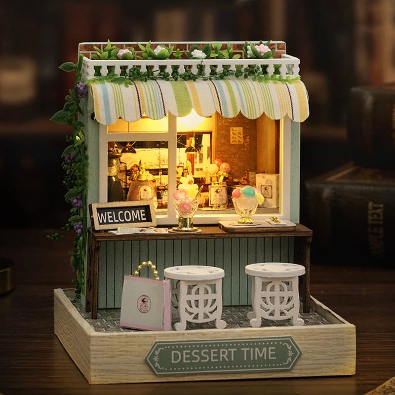 DIY Miniature Dollhouse Kit – Wooden Handmade Mini House with LED Lights 🏡✨