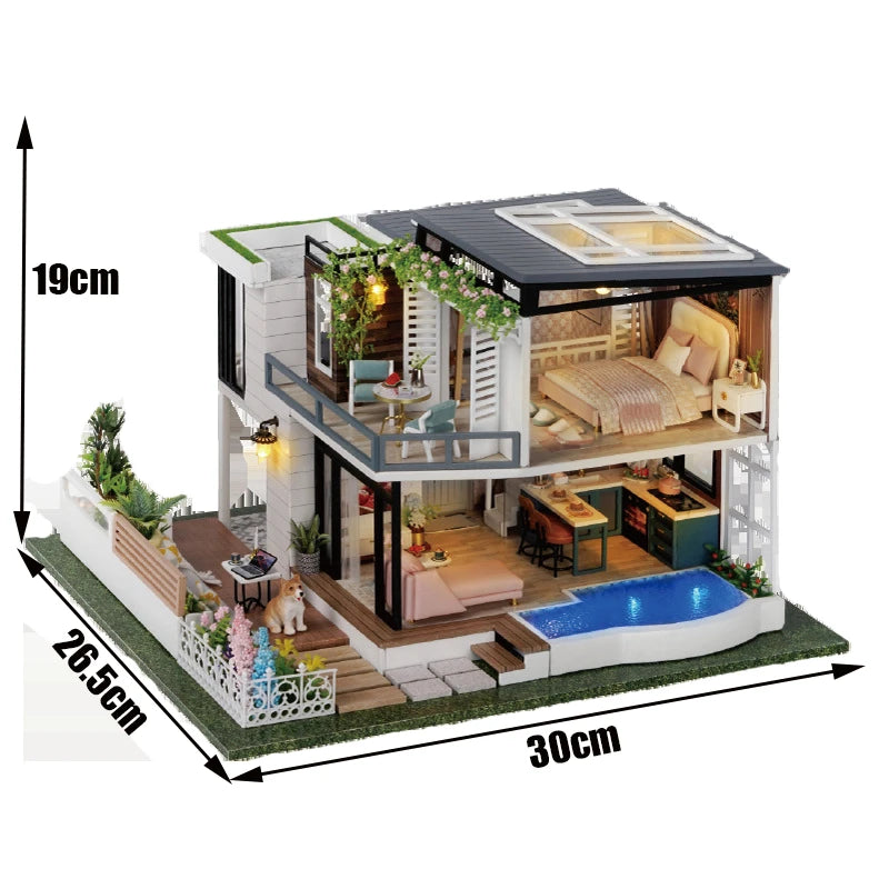 Luxury Two-Story Miniature House with Realistic Details