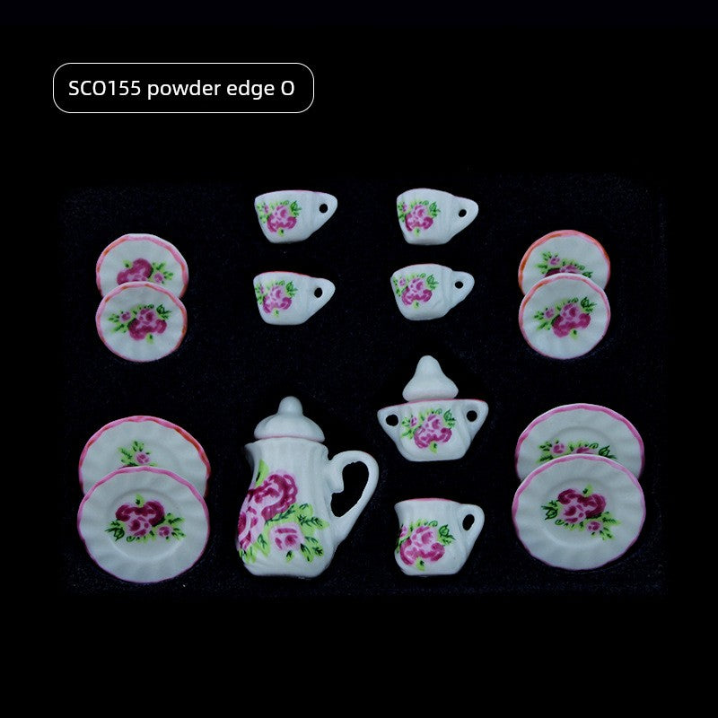 1:12 Scale Miniature Ceramic Tea Set – Dollhouse Accessory