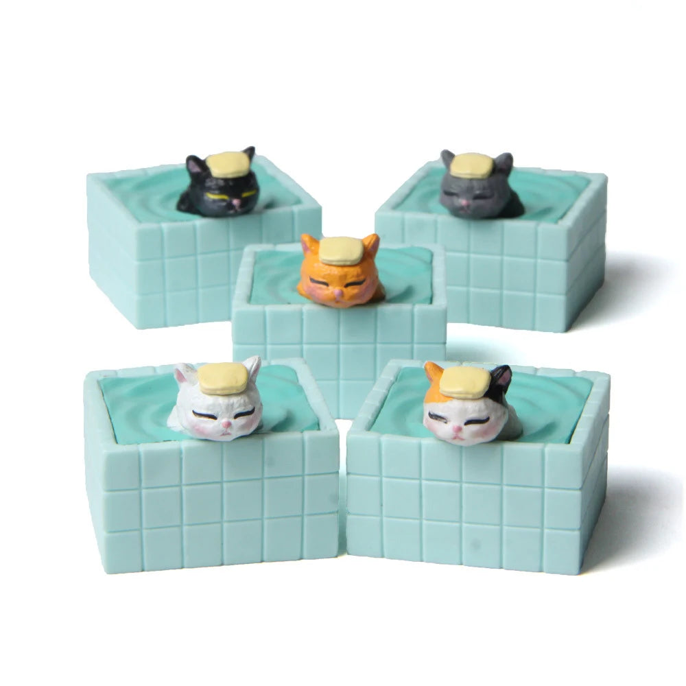 Cat Figurines – Japanese Onsen Hot Spring Set