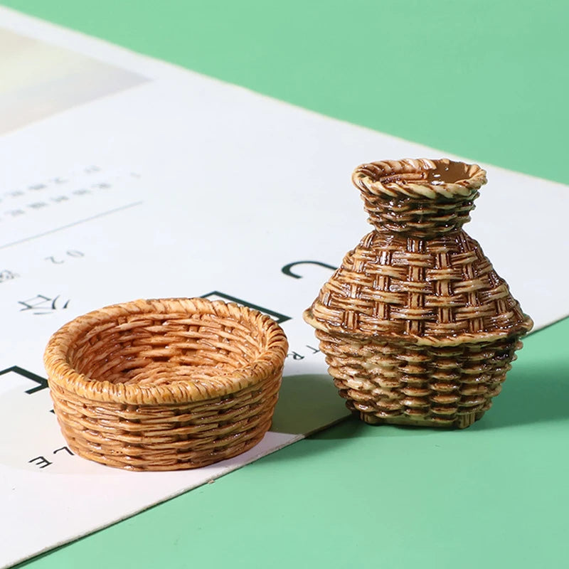 Woven Basket Set – Dollhouse Decor