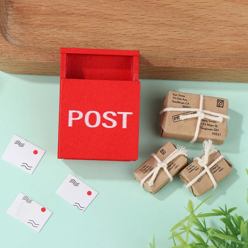 Miniature Mailbox with Mail Sack & Postcard