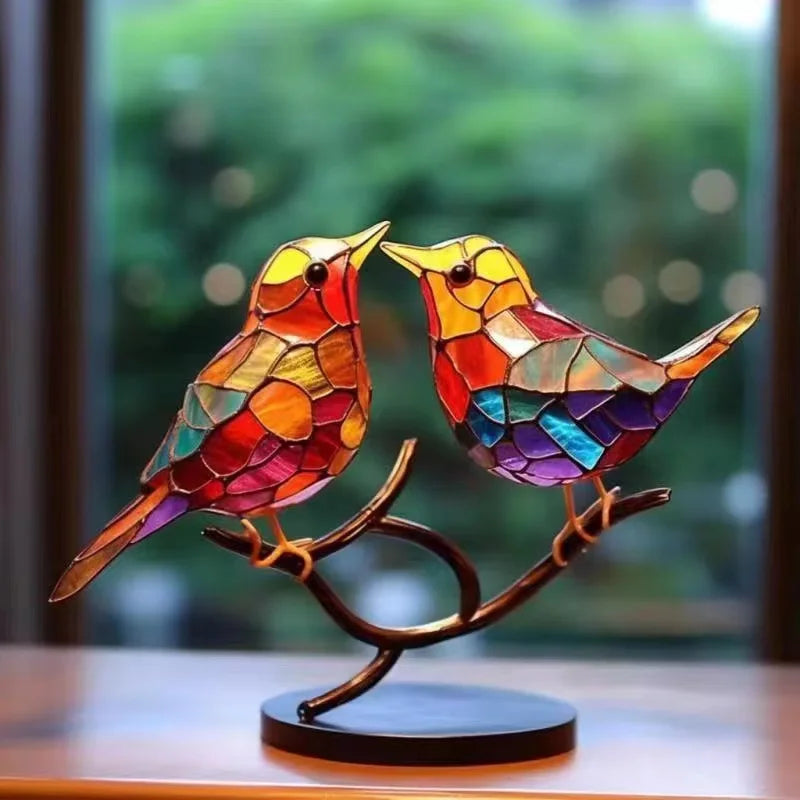 Stained Glass Bird Ornament – Handcrafted Home Décor