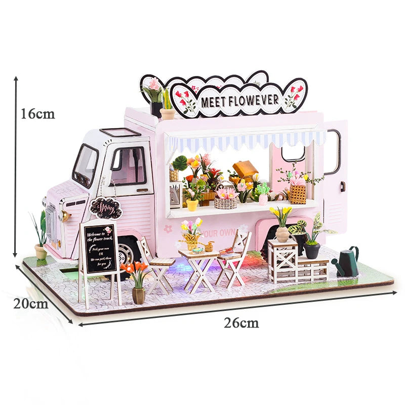 Flower Cart Casa Doll Houses 3D Puzzle Model Kit