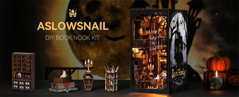 Dark Family DIY Book Nook Kit | Haunted House 🕷️📖👻