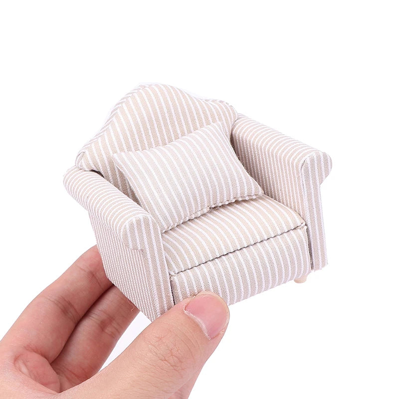 Miniature Dollhouse Sofa Set With Pillow – 3-Piece