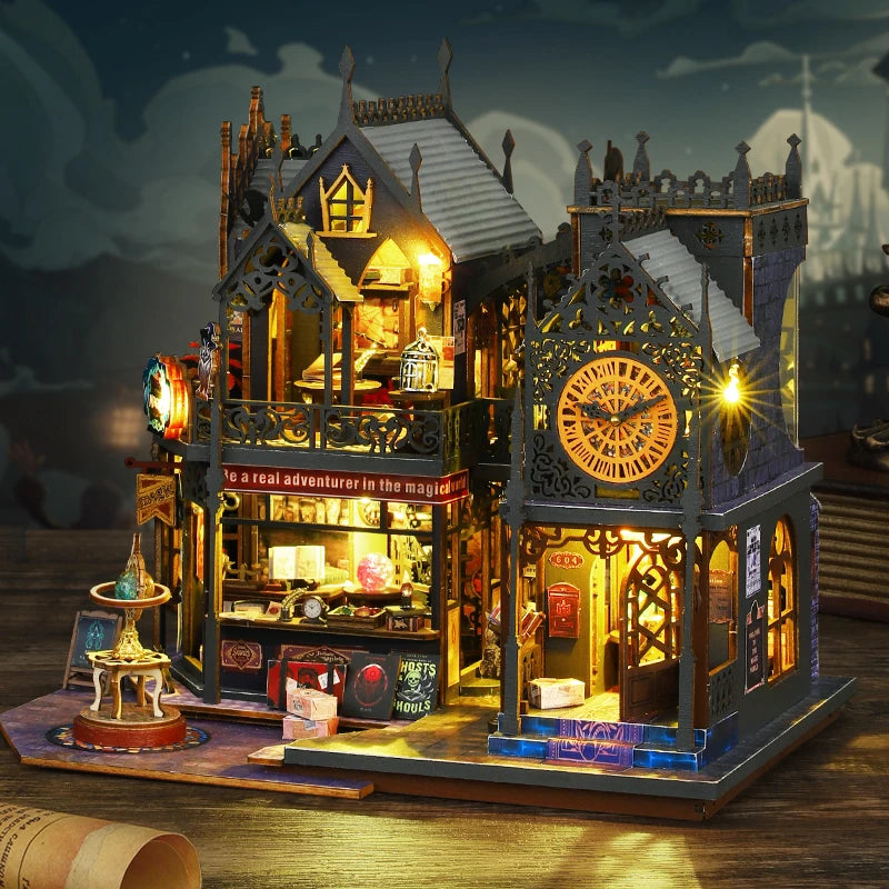 DIY Wooden Holo Magic City House with Clock Tower